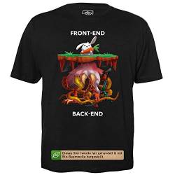 Front-End - Back-End - Herren T-Shirt für Geeks mit Spruch Motiv aus Bio-Baumwolle Kurzarm Rundhals Ausschnitt, Größe L von getDigital