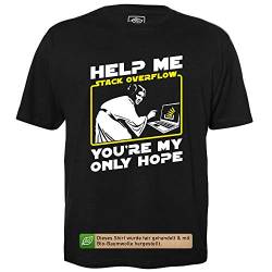 Help me, Stack Overflow - Herren T-Shirt für Geeks mit Spruch Motiv aus Bio-Baumwolle Kurzarm Rundhals Ausschnitt, Größe L von getDigital