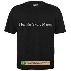 I Beat The Sword Master - Herren T-Shirt für Geeks mit Spruch Motiv aus Bio-Baumwolle Kurzarm Rundhals Ausschnitt, Größe 4XL von getDigital