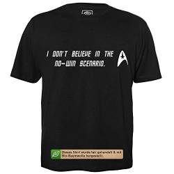 I Don't Believe in The no-Win Scenario - Herren T-Shirt für Geeks mit Spruch Motiv aus Bio-Baumwolle Kurzarm Rundhals Ausschnitt, Größe L von getDigital