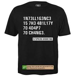 Intelligence - Stephen Hawking Zitat - Herren T-Shirt für Geeks mit Spruch Motiv aus Bio-Baumwolle Kurzarm Rundhals Ausschnitt, Größe 3XL von getDigital
