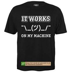 It Works On My Machine - Herren T-Shirt für Geeks mit Spruch Motiv aus Bio-Baumwolle Kurzarm Rundhals Ausschnitt, Größe XL von getDigital