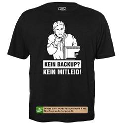 Kein Backup - kein Mitleid - Herren T-Shirt für Geeks mit Spruch Motiv aus Bio-Baumwolle Kurzarm Rundhals Ausschnitt, Größe XL von getDigital