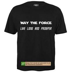 May The Force live Long and Prosper - Herren T-Shirt für Geeks mit Spruch Motiv aus Bio-Baumwolle Kurzarm Rundhals Ausschnitt, Größe XL von getDigital