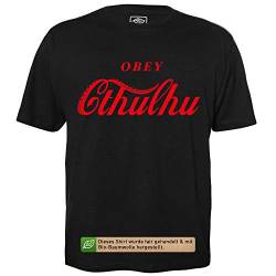 Obey Cthulhu - Herren T-Shirt für Geeks mit Spruch Motiv aus Bio-Baumwolle Kurzarm Rundhals Ausschnitt, Größe L von getDigital