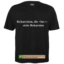 Rekursion - Herren T-Shirt für Geeks mit Spruch Motiv aus Bio-Baumwolle Kurzarm Rundhals Ausschnitt, Größe L von getDigital