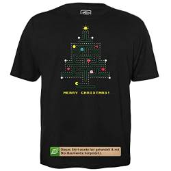 Retro Gaming Weihnachtsbaum - Herren T-Shirt für Geeks mit Spruch Motiv aus Bio-Baumwolle Kurzarm Rundhals Ausschnitt, Größe 4XL von getDigital