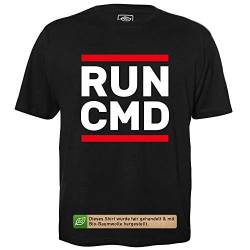 Run CMD - Herren T-Shirt für Geeks mit Spruch Motiv aus Bio-Baumwolle Kurzarm Rundhals Ausschnitt, Größe L von getDigital