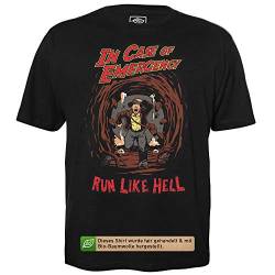 Run Like hell - Herren T-Shirt für Geeks mit Spruch Motiv aus Bio-Baumwolle Kurzarm Rundhals Ausschnitt, Größe XL von getDigital