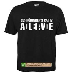 Schrödingers Cat ADLEIAVDE - Herren T-Shirt für Geeks mit Spruch Motiv aus Bio-Baumwolle Kurzarm Rundhals Ausschnitt, Größe XL von getDigital