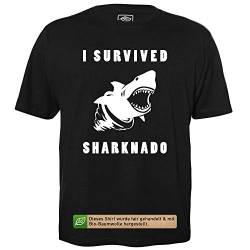 Sharknado - Herren T-Shirt für Geeks mit Spruch Motiv aus Bio-Baumwolle Kurzarm Rundhals Ausschnitt, Größe L von getDigital