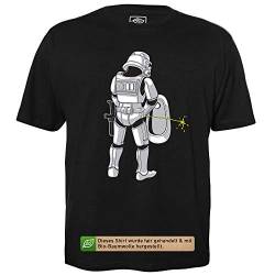 Stormtrooper auf Toilette - Herren T-Shirt für Geeks mit Spruch Motiv aus Bio-Baumwolle Kurzarm Rundhals Ausschnitt, Größe S von getDigital