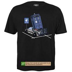Tardis Parking Only - Herren T-Shirt für Geeks mit Spruch Motiv aus Bio-Baumwolle Kurzarm Rundhals Ausschnitt, Größe M von getDigital