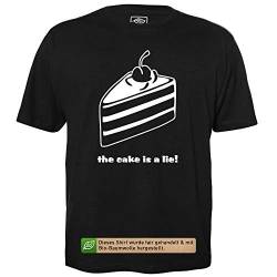 The Cake is a Lie - Herren T-Shirt für Geeks mit Spruch Motiv aus Bio-Baumwolle Kurzarm Rundhals Ausschnitt, Größe S von getDigital