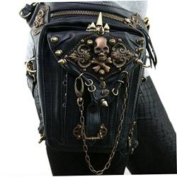 Steampunk Taillenbeutel für Frauen Männer Vintage Gothic Skull Umhängetasche PU -Beinbeutel Retro Crossbody Tasche für Motorradwanderungskreuzbodus Tasche von ggtuyt
