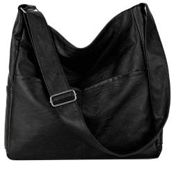 ggtuyt Frauenlederhandtasche, schwarze Handtasche große Kapazität Arbeitstasche Reißverschluss weiche Handtasche Crossbody -Tasche mit verstellbarem Schultergurt schwarz von ggtuyt