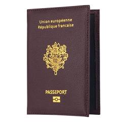 ggtuyt Passabdeckung PU Leder Passhalter Cover Hülle RFID Blockierende Reise Brieftasche Brown Frankreich Typ Passabdeckung von ggtuyt