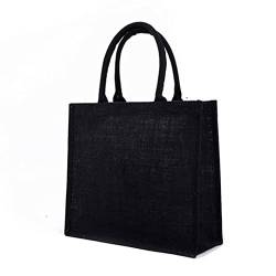ggtuyt Tragetasche Frauen Jute Canvas -Taschen mit weichem Griff schwarzer Frauen Einkaufstasche für Arbeitsreisen 14 x 12,6 x 5,5 Zoll Einkaufstasche von ggtuyt