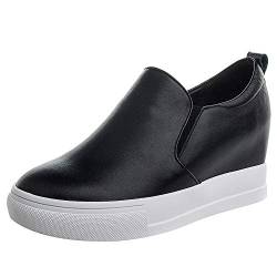 ggudd Damen Keilabsatz Versteckt Schlüpfen Gemütlich Sneaker Schuhe (Schwarz,35 EU) von ggudd