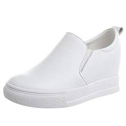 ggudd Damen Keilabsatz Versteckt Schlüpfen Gemütlich Sneaker Schuhe (Weiß,35.5 EU) von ggudd
