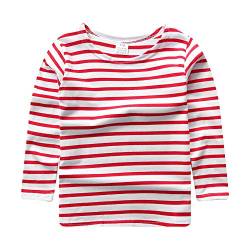 ggudd Jungen Gestreift Lange Ärmel T-Shirt Dehnbare Kleidung für 2-7 Jahre (Rot,6-7 Jahre) von ggudd