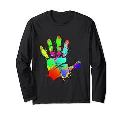 coole Farbe Handabdruck Grafik Kunst Design Langarmshirt von gift creative original friends family woman man