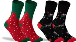 gigando - 2 Paar Weihnachtssocken - Socken Damen & Herren Weihnachten - kräftige Farben und bunte Weihnachtsmotive - Qualität ohne Naht aus Baumwolle - rot, schwarz - 35-38 von gigando