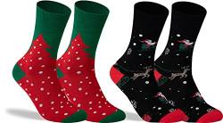 gigando - 2 Paar Weihnachtssocken - Socken Damen & Herren Weihnachten - kräftige Farben und bunte Weihnachtsmotive - Qualität ohne Naht aus Baumwolle - rot, schwarz - 43-46 von gigando