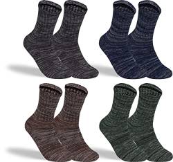 gigando 4 Paar Outdoor Thermosocken Bambus für Damen & Herren, warm und atmungsaktiv, braun, olive, schwarz, marine, 43-46 von gigando