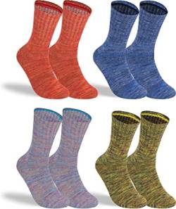 gigando 4 Paar Outdoor Thermosocken Bambus für Damen & Herren, warm und atmungsaktiv, grün, blau, rot, hellblau, 39-42 von gigando