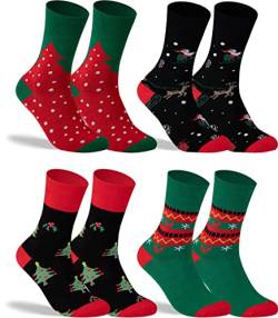 gigando - 4 Paar Weihnachtssocken - Socken Damen & Herren Weihnachten - kräftige Farben und bunte Weihnachtsmotive - Qualität ohne Naht aus Baumwolle - rot, grün, schwarz - 39-42 von gigando