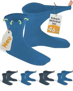 gigando 4 Paar extra weite Diabetiker-Socken, stark dehnbar ohne Gummi-Bund für keinen Abdruck am Bein, blautöne, 39-42 von gigando