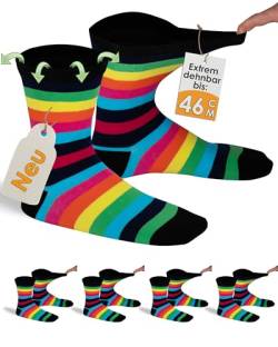 gigando 4 Paar extra weite Diabetiker-Socken, stark dehnbar ohne Gummi-Bund für keinen Abdruck am Bein, bunte Streifen, 39-42 von gigando