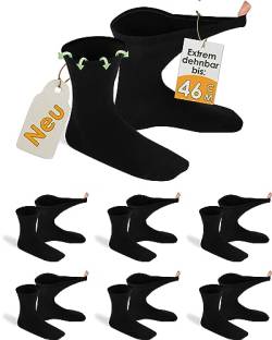 gigando 6 Paar extra weite Diabetiker-Socken, stark dehnbar ohne Gummi-Bund für keinen Abdruck am Bein, schwarz, 35-38 von gigando