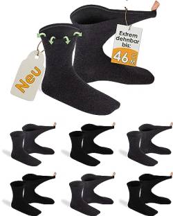 gigando 6 Paar extra weite Diabetiker-Socken, stark dehnbar ohne Gummi-Bund für keinen Abdruck am Bein, schwarz, anthrazit/dunkel-grau, 51-52 von gigando