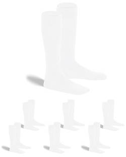 gigando 6 Paar hochwertige Baumwoll Kniestrümpfe für Damen & Herren, weich, elastisch und atmungsaktiv, weiß, 35-38 von gigando