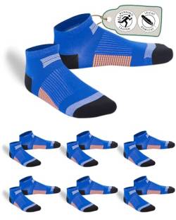 gigando 6 Paar kurze, dünne Laufsocken für Damen & Herren, leichte und atmungsaktive Sport Quarter Socken für Jogging, Marathon und Running zur Stabilisierung der Füße, blau, 35-38 von gigando