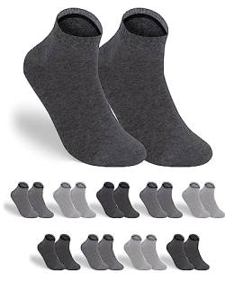 gigando 9 Paar Baumwoll Premium Quarter Socken für Damen & Herren, kurz, weich, elastisch und atmungsaktiv, grautöne, 43-46 von gigando