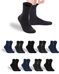 gigando 9 Paar Baumwoll Socken mit Komfortbund für Damen & Herren, weich, elastisch und atmungsaktiv, marine, anthrazit, schwarz, 47-50 von gigando