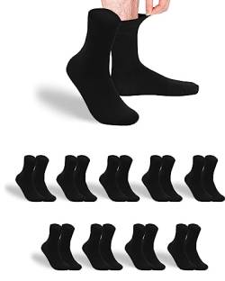 gigando 9 Paar Baumwoll Socken mit Komfortbund für Damen & Herren, weich, elastisch und atmungsaktiv, schwarz, 35-38 von gigando
