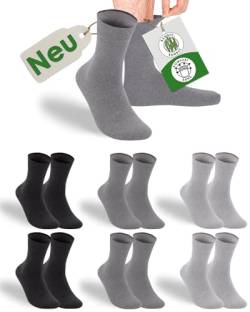 gigando Bambus-Socken Soft-Bund, Premium-Qualität ohne Gummi-Bund, extra weich, für Damen & Herren, 6 Paar, anthrazit, dunkel-grau, hell-grau, 43-46 von gigando