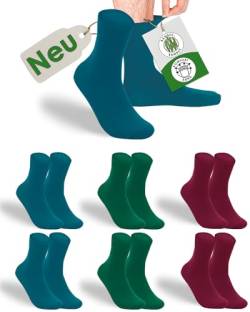 gigando Bambus-Socken Soft-Bund, Premium-Qualität ohne Gummi-Bund, extra weich, für Damen & Herren, 6 Paar, blau, grün, bordeaux, 39-42 von gigando