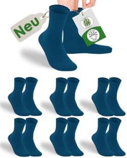 gigando Bambus-Socken Soft-Bund, Premium-Qualität ohne Gummi-Bund, extra weich, für Damen & Herren, 6 Paar, jeans-blau, 39-42 von gigando