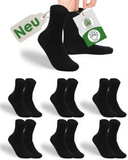 gigando Bambus-Socken Soft-Bund, Premium-Qualität ohne Gummi-Bund, extra weich, für Damen & Herren, 6 Paar, schwarz, 35-38 von gigando
