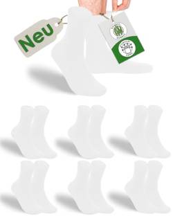 gigando Bambus-Socken Soft-Bund, Premium-Qualität ohne Gummi-Bund, extra weich, für Damen & Herren, 6 Paar, weiß, 43-46 von gigando