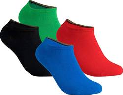 gigando | Damen und Herren | Qualitäts Sneaker Socken | 4 Paar | modisch universell | bunte kurze Strümpfe | rot, grün, schwarz, blau | 39-42 von gigando