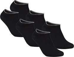 gigando | Edge Bambus-Sneaker-Socken für Damen und Herren | schwarz mit buntem Farbring | extra feines Maschenbild | handgekettelt | Bambus Viskose Stoff | 6 Paar | schwarz-silber | von gigando