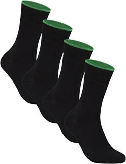 gigando | Edge Bambus-Socken für Damen und Herren | schwarz mit buntem Farbring | extra feines Maschenbild | Hand gekettelt | 4 Paar aus Bambus Viskose Stoff | grün | 35/38 von gigando