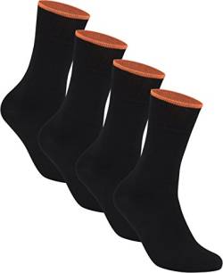gigando | Edge Bambus-Socken für Damen und Herren | schwarz mit buntem Farbring | extra feines Maschenbild | Hand gekettelt | 4 Paar aus Bambus Viskose Stoff | orange | 39/42 von gigando