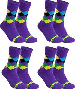 gigando - Qualitäts Socken für Herren 4 Paar – kariertes buntes Muster für Anzug, Business und Freizeit – lila – 35/38 von gigando